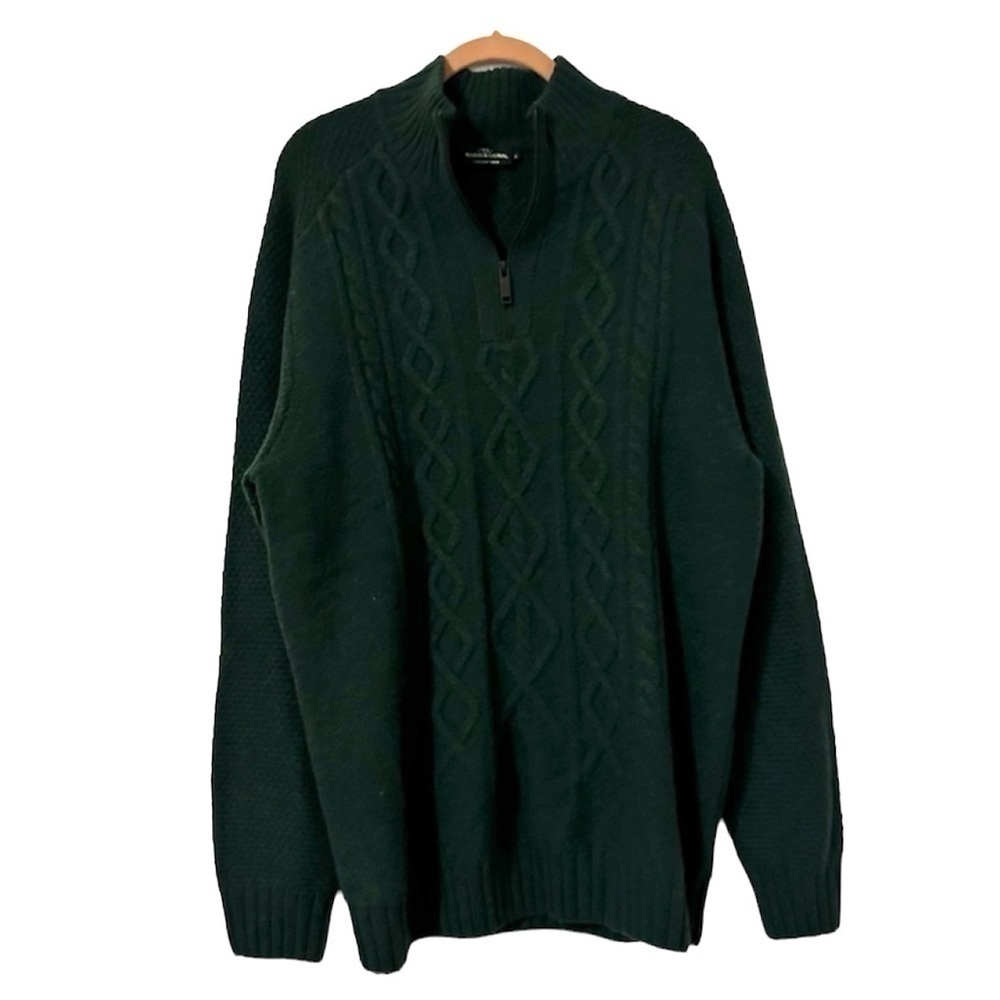 Rodd & Gunn Lambswool Quarter Zip Fishermans Sweater Mens Large Green